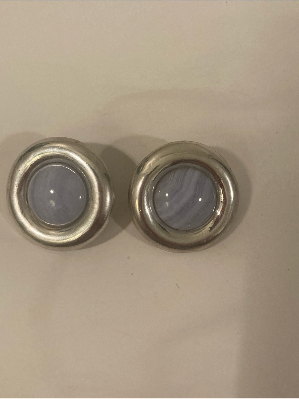 Vintage 80’s Sterling Silver Agate Clip-On Earrings Modernist